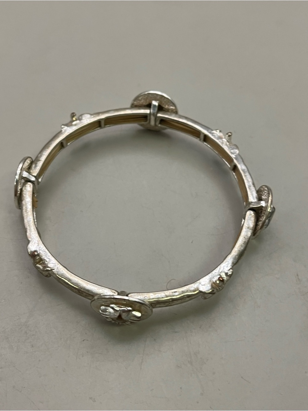Vintage Silver Tone Stretch Bracelet Starfish Seashell Beach Ocean Nautical - Picture 4 of 5